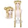 LABEAUT&Atilde;&permil; Long Curly Blonde Ponytails Wig with Buns for Women Girls Cosplay Costume Anime Blonde Pigtails Wig with Bangs + Cap