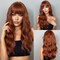 ISHINE Wigs for Women Long Wavy Curly Wigs Colored Wigs with Bangs Synthetic Wigs for Daily Cosplay Party Replacement Wig 26 inches (Dark Copper Brown)