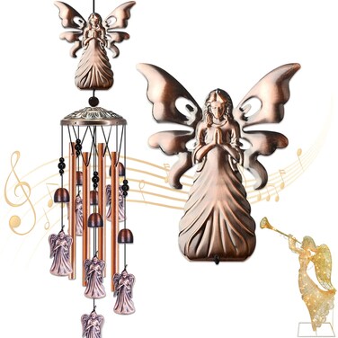 JUNQIU Angel Wind Chimes, Angel Gifts for Women Mom, Angel Decor for Outdoor Room Garden Yard Patio, Religious Wind Chimes
