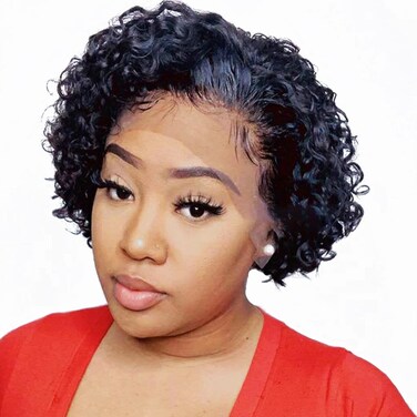 Ali Bling Pixie Cut Wig Pixie Cut Lace Front Wigs Human Hair 13x1 Short Curly Human Hair Wigs for Black Women Brazilian Virgin Curly Lace Front Wigs Human Hair Pre Plucked Short Wigs Human Hair