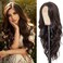 NAYOO Dark Brown Wig for Women, 26 Inch Long Brown Wavy Wigs Women, Natural Looking Brown Hair Wigs, Heat Resistant Brown Synthetic Wig, Middle Part Hair Replacement Wigs for Daily Party Use(Brown)