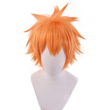 SUNXXCOS cosplay Anime Haikyuu Wig Men's Orange Fluffy Short Wig Halloween Costume Wig (Hinata Shoyo wig)