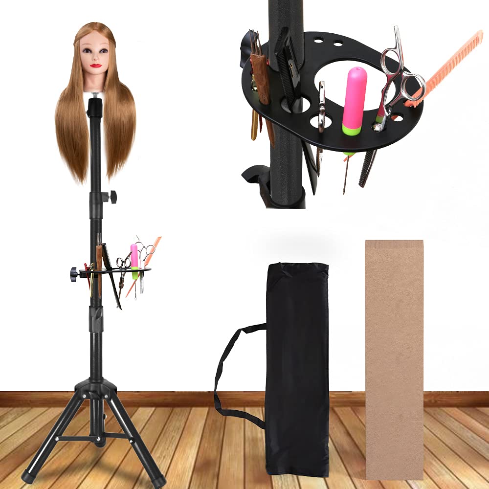alileader Alileader Wig Stand With Heavy Duty Tripod And Mannequin Head Includes Tool Tray