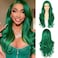 BABEHERS Dark Green Lace Front Wigs 13x3 Synthetic Lace Front Wig Loose Curly Wigs for Women 24 Inch Long Wavy Synthetic Lace Front Wig Wave Heat Resistant 150% Density