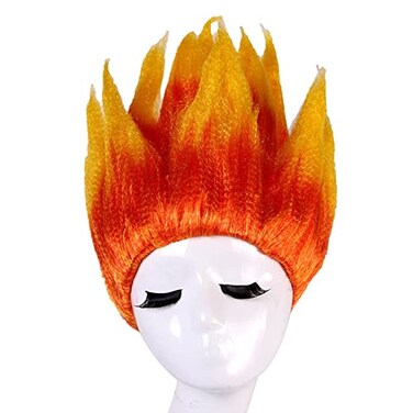 HUNIGIR Fire Wig Stylish Flame Wig Orange Costume Wig Halloween Party Cosplay Spiked Wig (Flame)