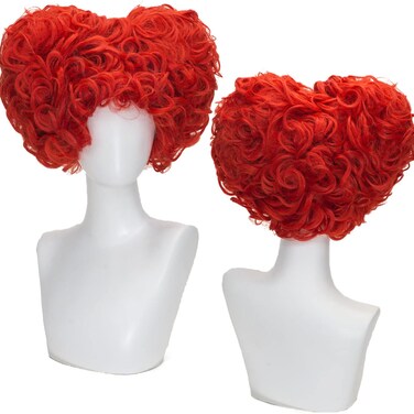FALAMKA Queen of Hearts Wig Short Curly Red Heart Wig for Women Cosplay Costume Halloween
