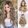 HAIRCUBE Long Ombre Ash Blonde with Highlight Lace Front Wigs for Women,Natural Wavy Middle Parting Synthetic Wigs Lace Wigs
