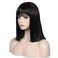 WildCos Short 14 Inches Colorful Bob Wigs Heat Resistant Fiber Synthetic Wigs Straight Hair With Bangs for Women (Black)