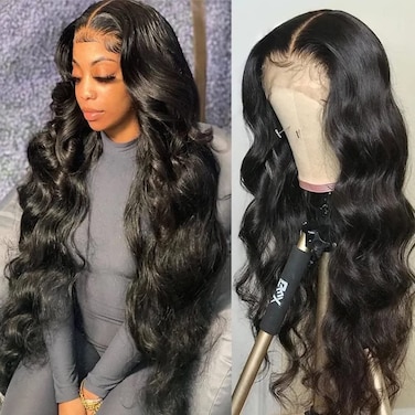 Imeya 22 Inch Body Wave Lace Front Human Hair Wigs 13x6 HD Transparent Lace Pre Plucked Glueless Wig 150% Density Brazilian Remy Human Hair Wig with Baby Hair Natural Hairline Long Wavy Wig for Women