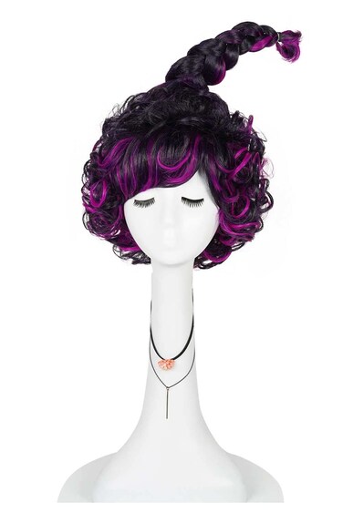 Emisorn Adult Wig Halloween Costume Cosplay Toupee Curly Hair Purple Birthday Party for Women Girl