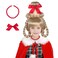 Miss U Hair Christmas Girl Wig Long Blonde Braid Funny Wig for Kids Children with Red Necklace and Ribbon Bow