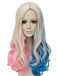Qaccf Long Curly Mixed Color Middle Part Halloween Cosplay Women Wig