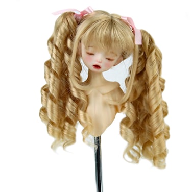 MUZIWIG 1/6 BJD SD Doll Wig For Women Girls, Long Curly Blond Wig for 1/6 BJD Doll Making Hair Heat Resistant Synthetic Doll Wig for HC 4-5 Inch 10-12cm Doll Wig