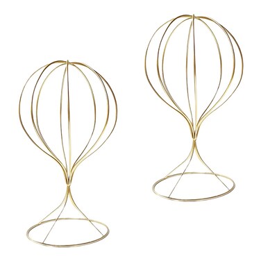 Mydio 2 Pieces Modern Metal Hat Stands Durable Stable Metal Hat Cap Rack Wigs Holder, Metal (Gold)