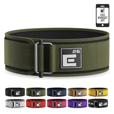 Self-Locking Weight Lifting Belt - Premium Weightlifting Belt for Serious Functional Fitness, Weight Lifting, and Olympic Lifting Athletes - Lifting Belt for Men and Women (Large, Green)