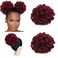 KGBFASS 2Pcs Burgundy Curly Locs Ponytail Drawstring Buns Loc Petal Bun Dreadlock Ponytail Braided Faux Locs Buns Clip in on Braids Pony Tail Hairpieces for Black Women(Bug#)