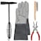 Worldity 4 Pcs Welding Slag Removal Tool Set, Full Protective Leather Welding Helmet, Welding Chipping Hammer with Coil Spring Handle, Welding Pliers, Wire Brush, Welding Gloves for Removing Slag