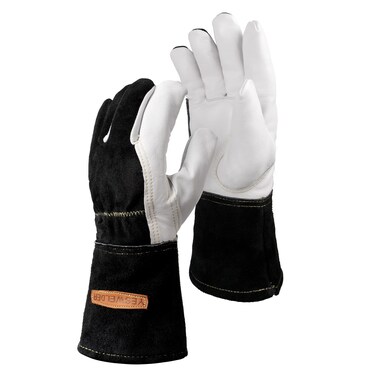 YESWELDER Premium Goatskin TIG Welding Gloves   Top Grain Leather   High Dexterity   True - Fit-Large