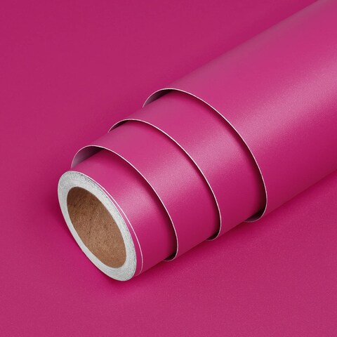 LACHEERY Hot Pink Wallpaper Peel and Stick for Bedroom 12&quot;x160&quot; Matte Textured Wallpaper Stick and Peel Magenta Pink Contact Paper for Cabinets Waterproof Easy Stick Wall Paper Roll for Kids Room