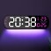 YUANRANER 13.7" Digital Wall Clock Large Display with Remote Control,Dual Alarm,Auto-Dimming,Big Digits,Auto DST Clock for Bedroom Living Room Decor with 9 Adjustable Ambient Night Lights-Purple