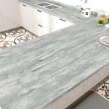 WESTICK 24" x 394" Grey Wood Contact Paper Peel and Stick Wood Wallpaper Removable Kitchen Countertop Peel and Stick Waterproof Wood Grain Contact Paper for Countertops Cabinets Camper Table