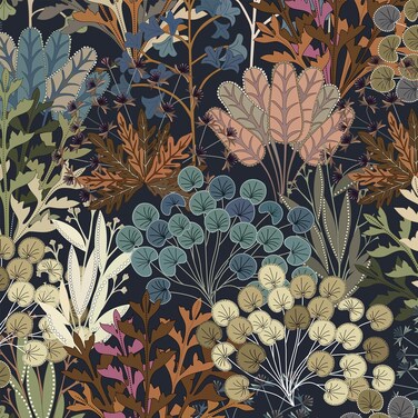 Vintique Peel and Stick Wallpaper Boho Wallpaper Dark Floral Contact Paper Self-Adhesive Removable Waterproof Wallpaper for Bedroom Cabinets &amp; Retro Wall Decor 17.3"x393.7