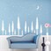 Nursery Wall Decal Forest Pine Trees with Moon Stars Wall Decor Sticker Art Removable Trees Decoration Stickers for Kids Room AM12 (White Tree White Stars)