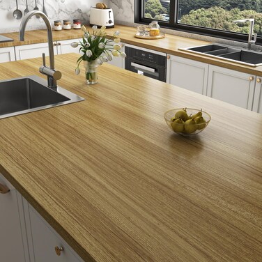 Stickyart Natural Grain Wood Contact Paper Thick 24"x160" Textured Wood Wallpaper Peel and Stick Wood Contact Paper for Cabinets and Drawers Waterproof Self Adhesive Wood Wall Paper for Countertops