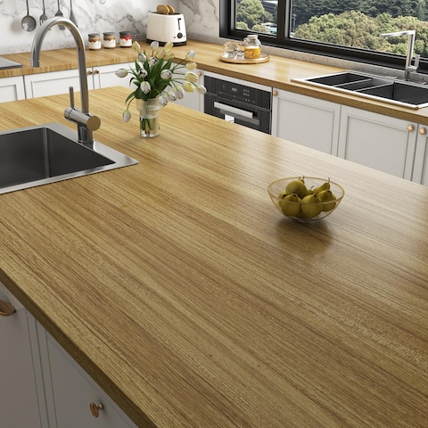 Stickyart Natural Grain Wood Contact Paper Thick 24&quot;x160&quot; Textured Wood Wallpaper Peel and Stick Wood Contact Paper for Cabinets and Drawers Waterproof Self Adhesive Wood Wall Paper for Countertops