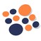 Orange/Navy Blue Vinyl Wall Stickers - 2" &amp; 4" Circles (30 Decals)