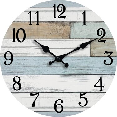KECYET Wall Clock Battery Operated 8 Inch Silent Non Ticking Coastal Design Country Rustic Retro Decorative for Bathroom Kitchen Living Room Bedroom