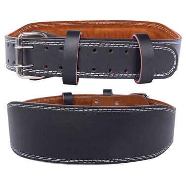 Weight Lifting Belt Back Lumbar Support Strength Training Fitness Workout Home Gym (M, Black)