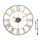 WGWART 20" Large Gold Roman Numeral Wall Clock, Silent Battery Operated Big Metal Decorative Wall Clocks for Living Room Farmhouse