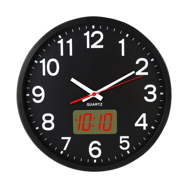 Timegyro Wall Clocks Battery Operated,12'' Silent Wall Clock,Analog and Digital,LED/LCD Digits Display
