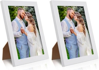 PECULA 2 Pack 5x7 Picture Frame, White Picture Frame for Wall and Tabletop Display, Resistant Plastic Photo Picture Frame with Clear Plexiglass for Vertical or Horizontal Display