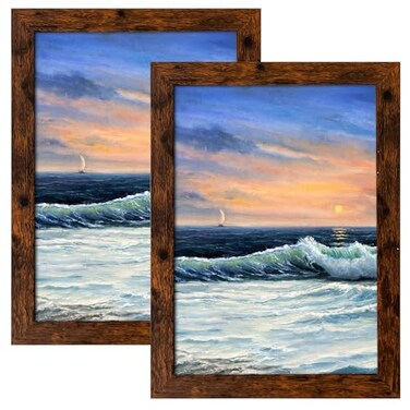 LUCKYLIFE 5x7 Picture Frame Dark Brown for Wall Mounting or Tabletop Display, 2 Pack