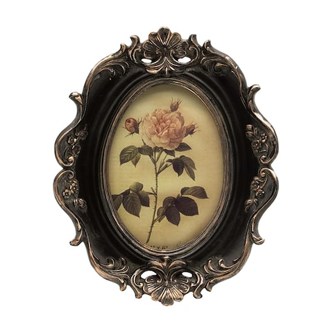 CISOO Vintage 4x6 Oval Picture Frame Antique Photo Frame Table Top Display and Wall Hanging, Retro Home Decor, Ornate Photo Gallery Art (Black and Gold)