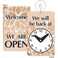 SmartSign &acirc;&euro;&oelig;We Will Be Back - Welcome We are Open&acirc;&euro; Two-Sided Be Back Clock Sign   7.75" x 4.75" Plastic