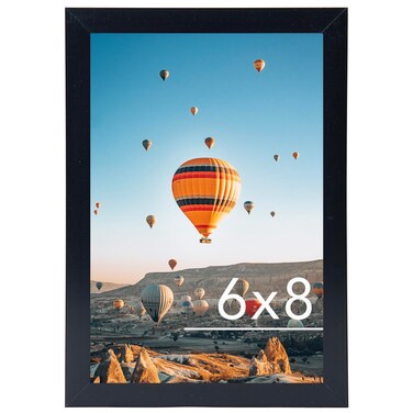 JCJMY 6x8 Picture Frame Black for Wall Hanging or Tabletop, Wall Mounting Horizontally or Vertically, 6 x 8 Wall Gallery Poster Photo Frame with Shatter Resistant Plexiglass, Black