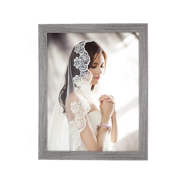 JDZIVTOP 7x9 Picture Frame Gray, Rustic Natural Grey 9x7in Photo/Portrait/Poster/Art Frame, Wall Hanging/Tabletop, Horizontal/Vertical Display Gallery Family Wedding Memorial Pic Frame Gift