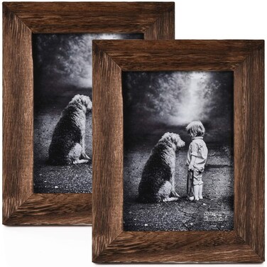 Yaetm-5x7 Picture Frame, Natural Solid Wood Photo Frame Display for Tabletop And Wall High Definition Glass Carbonized Black(2 pack) 5 * 7"&iuml;&frac14;&OElig;2 pk