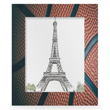 AUUXVA 5x7 Picture Frame Basketball Texture Sport Ball Photo Frame Wood Picture Frame for Desk Tabletop Wall Collage Decor, Display 4.6x6.6 Photos with Mat or 5x7 without Mat