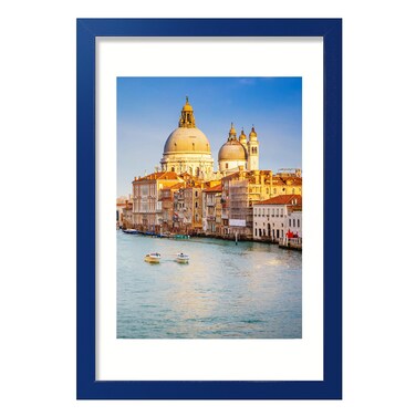 wyooxoo 12x18 Picture Frame Dark blue Solid Wood Photo Frames Display Pictures 11x14 with Mat or 12x18 Without Mat Colorful Frame For Wall