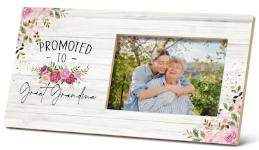 SRADMO Pregnancy Announcement for Great Grandma,Gifts for Great Grandma,New Great Grandma Gifts,Great Grandma Picture Frame,Promoted to Great Grandma 12x6 inch Wooden Tabletop Photo Frame