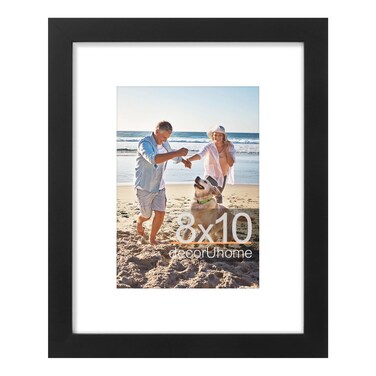 decorUhome 8x10 Picture Frame, Display Pictures 5x7 with Mat or 8x10 without Mat, Black Engineered Wood Photo Frame with Plexiglass for Wall &amp; Tabletop Display, Picture Frames 8x10 Set of 1