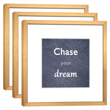 DEKWINN 8x8 Picture Frame Set of 3 with Real Glass Bronze Aluminum Photo Frame for Pictures 5x5 with Mat or 8x8 Without Mat Wall Gallery or Tabletop display Metal Picture Frames