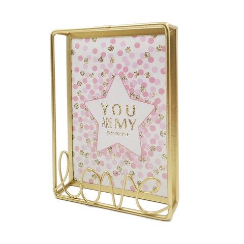 MKUN Metal Photo Collage Frame - tabletop Picture Frame with LOVE Decoration for Desk(Gold, 5x7)