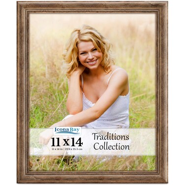 Icona Bay 11x14 Chestnut Brown Picture Frame - Rustic Wood Pattern - Lightly Distressed Frame for Table Top Display or Wall Mount - Traditions Collection