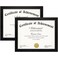 Frametory, 8.5 x 11 Picture Frame with Back Hangers for Wall Display, Easel Stand for Tabletop, for Certificates, Documents, Awards, Acknowledgements, Wide Molding (Black, 2-Pack)