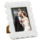 Yalikop Scalloped Marble Frame Marble Picture Frame Display Photos Frame Tabletop Display White Frame Home Picture Frame with Acrylic Transparent Board Decor for Bookshelf Table Home(4 x 6 Inches)